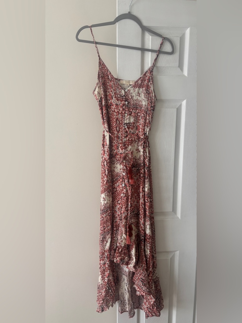 Lovestitch Red and Cream Floral High-Low Sundress